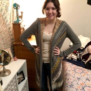 Abercrombie & Fitch Long Open Hooded Cardigan